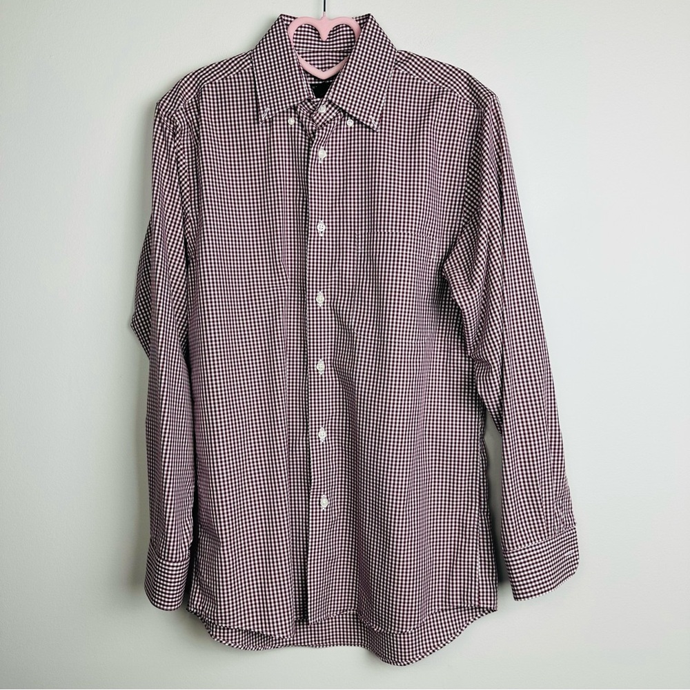 Pronto Uomo Black and White Gingham Plaid Button Down Shirt